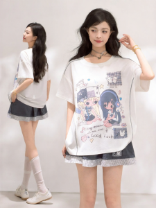 KEIKO | Áo Thun Nhẹ In Hình Hoạt Hình Thư Giãn
