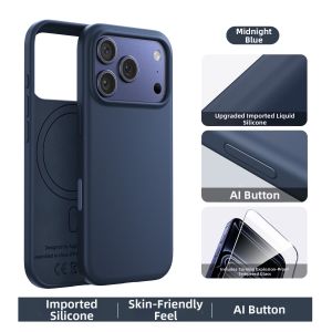 HANNUO | Magsafe Liquid Silicone Case All-Around Drop Protection AI Button Compatible Cover