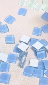 450pcs Sparkling Crystal Glass Mosaic Tiles Checkered Pattern Handmade DIY Art Supplies Glitter Glass for Crafts and Mosaics