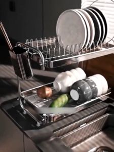 XTEN 2/3 layers 304 Stainless Steel Dish Drying Rack Dish Rack with Plates Organizer Storage Kitchen Rack Organizer