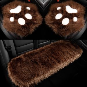 ZHONGMIAO | Winter Single Car Seat Cushion Fuzzy Cute Drivers Seat Cover
