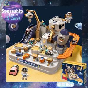 4 Levels Parking Lot Toy with Car Children Garage Track Lift Elevator Light Effect Kids Gift Car Park Adventure Dinosaur Spaceship| Mainan Kereta