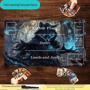 Magic The Gathering Playmat Wizard Fox MTG Play Mat with Zones Stitched Edges 2mm/3mm Thick