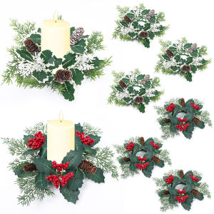 Christmas Decorations Home Candle Holders Flower Garlands Creative Desktop Dining Table Arrangements Christmas Candle Rings