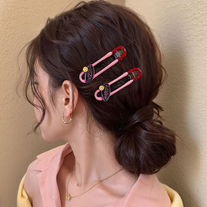 Korean Style Sweet Color Block Smiley Face Hair Clips Womens New 2025 Side Hair Accessories Bangs Holders Fashionable Hair Decorations