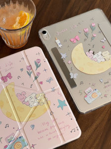 Transparent Full-Coverage iPad pro 11-Inch Case with Pen Holder Cartoon Vertical Screen Separation Compatible with Apple iPad Air 5 And Air 4