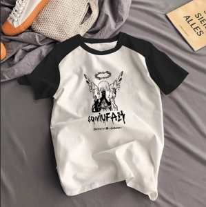 Áo Thun Cotton Nam Tay Ngắn Mùa Hè Phong Cách Hồng Kông Dáng Rộng in Họa Tiết Thời Trang Thường Ngày Không Cần Ủi