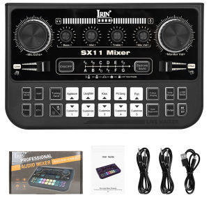 IRIN | Sound Card Audio Interface Bluetooth Mixer Board with Sound Effect LED Lights for Phone PC Live Streaming Podcast Game Recording