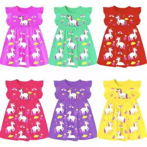Dress murah/Dress unicorn/cat love/Dress Ruffle murah anak perempuan 2-6 tahun
