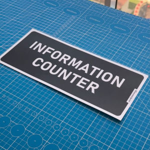 Information Counter. Info Kiosk. Premium Sticker Sign Notice Signage Label. Waterproof Weatherproof Indoor Outdoor.