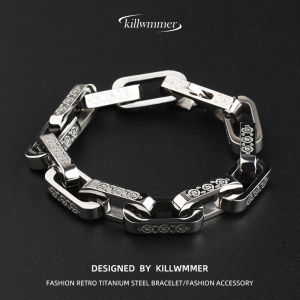 Titanium Steel Bracelet Mens Chunky Non-fading Fashion Hip Hop Wristband Hair Stylist Jewelry Personalized Mosaic Design