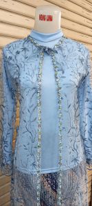 Neng Lina Kebaya Wisuda Modern Warna Blue Ice Lengan Panjang