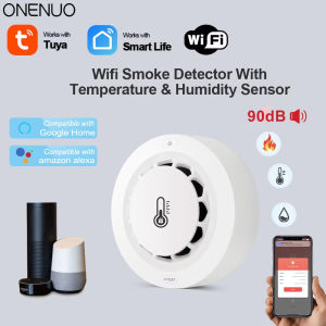Tuya WiFi Smoke Alarm Temperature And Humidity Detection 3 In1 Fire Protection Smoke Detector Sensor Smart Life Firefighter