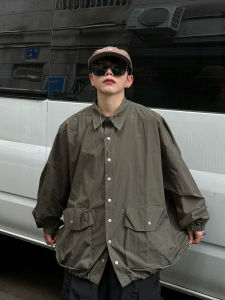 Loose Fit Long Sleeve Black Shirt Jacket Multi Pocket Design Youth Casual Spring Autumn Winter Fashion Outerwear by Outstrips