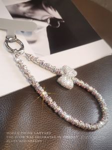 Luxury Fashion Diamond Encrusted Phone Strap Butterfly Knot High End Womens Universal Phone Case Durable Anti-Loss