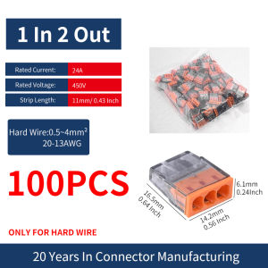 CMK20 100PCS Transparent Mini Quick Push-In Wire Connectors Terminal Block Hard Stainless Easy Electrical Splicing Conductor