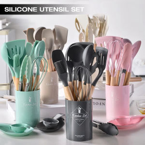 Silicone Spatula Sodet Alat Masak Set 12 Pcs Spatula Steak Oil Clip Set Brush Kitchen Cooking
