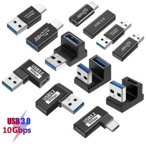 NNBILI 90 Right Angle USB 3.0 Extension Adapter Upward Elbow 10Gbps USB Connector For PC Male to Female Extension Plug Converte