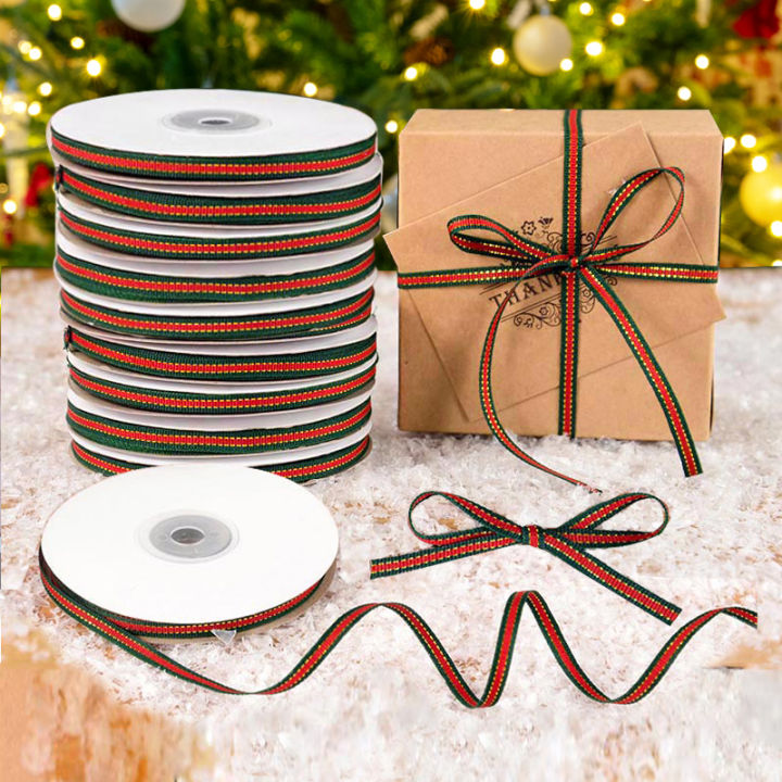 25Yards/roll Christmas Ribbon 5mm Polyester Bow Ribbons For Xmas Gift ...