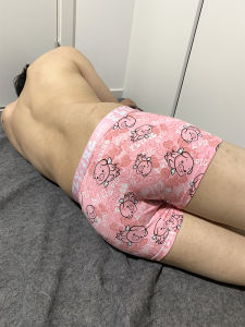 Mens Cotton Underwear Pure Cotton Pink Cartoon Pig Print Boxer Briefs Youth Gift Luxury Style mid Waist Antibacterial Fabric