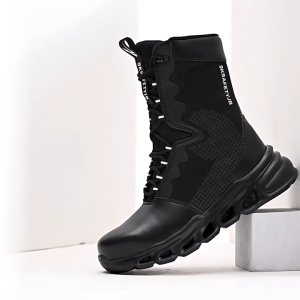 【In Stock】Mens high-top safety shoes - combat boots - steel-toe - impact and pressure resistant - puncture resistant - work protection shoes