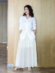 edition | High Round Face Endorsement Long Pleated Skirt