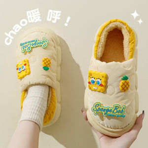 Sponge Baby Cotton Slippers Womens Autumn and Winter New Arrival Plus Velvet Bag Heel Home Non-Slip Heattech Cute Cotton Shoes Women