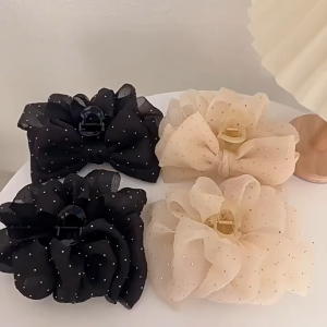 JS SHOP Rhinestone Mesh Hairpin Large Grips Hair Clips Hair Accessory Headwear