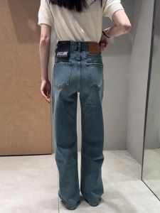 Daiclaire High Waist Loose Straight Leg Jeans Womens Early Spring Wide Leg Pants Cotton Stretch Denim Blue A355