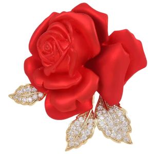 Red Rose Flower Brooch Pin for Women Shoulder brooch