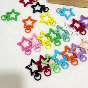 1/5pcs 31x41mm Colorful Snap Hook Star Keychain Lobster Clasp Hooks Key Ring Key Chain For DIY Jewelry Making Accessories