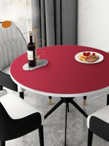 Round Tablecloth round Waterproof Oil-Proof Disposable Tableclothes PU Leather round Double-Sided Available Coffee Table Covers Dining Table Cushion