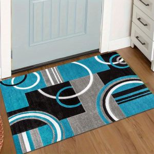 VIKAMA Modern Abstract Geometric Doormat Soft Non Slip Entryway Rug Absorbent Bath Mat Washable for Bathroom Kitchen Home Decor