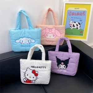 Sanrio ลงกระเป๋า Kuromi Cinnamoroll Melody การ์ตูนอะนิเมะ Hellokitty กระเป๋าถือ Crossbody กระเป๋าเก็บเครื่องสําอางผู้หญิงของขวัญ