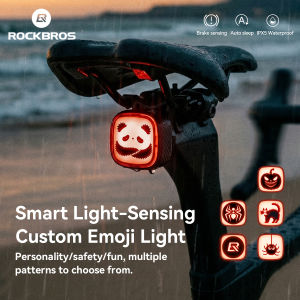 【Giao hàng địa phương】ROCKBROS Đèn hậu xe đạp đa mô hình cảm biến thông minh đèn phanh IPX5 không thấm nước 4 chế độ chiếu sáng MTB xe đạp đường trường đêm Cyling phụ kiện