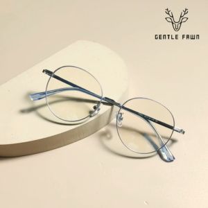 Gentle Fawn Kacamata Antiradiasi Blueray Sinar Biru Bahan Titanium Ringan Style Bulat Fashion Pria Dan Wanita Bisa Minus Photocromic Bluecromic 77041