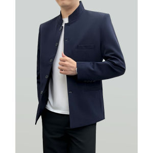 New 2025 Mens Zhongshan Jacket Coat Standart Fit Luxury Lightweight Polyester Nylon Composite Fiber Anti-Wrinkle Spring Autumn Winter