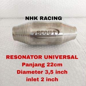Resonator racing mobil manual dan matic bahan stainless inlet 2 inch / 50mm