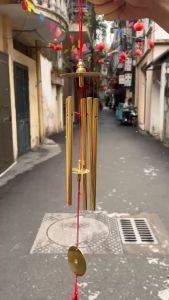 Chuông Gió Đồng phong thủy - Chuông gió 5 thanh Trơn - Đồng Decor