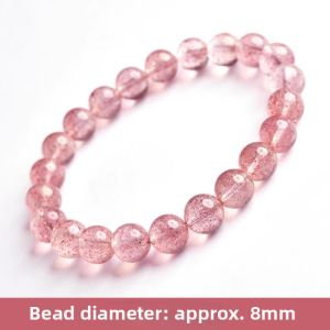 LINGFEI | White Water Body Strawberry Crystal Pink Quartz Beaded Bracelet