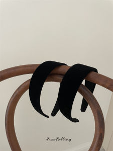 FF Velvet Wide Edge Hairband for Women Black Vintage Simple Hong Kong Style Hair Accessories Autumn Winter Fashion Hair Bands