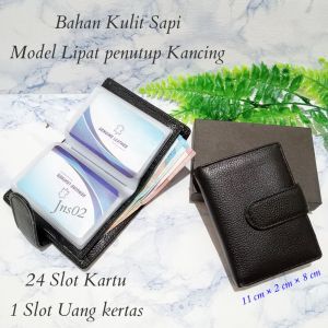Dompet Kartu Kulit Card Holder Kulit Pria/Wanita Dompet 24 Slot Kartu + 1 Slot Uang Kertas