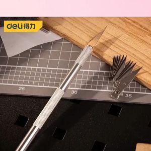 Bộ dao khắc kỹ thuật bằng kim loại 6 lưỡi cán nhôm chạm khắc cắt tỉa thủ công mỹ nghệ tiện dụng