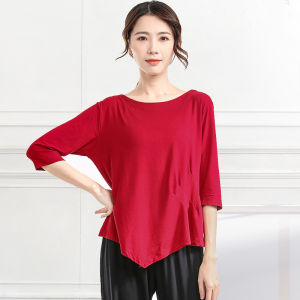 Modern Classical Dance Practice Uniform Loose plus Size Womens Top for Square Dancing Fitness Gymwear by Jiayi