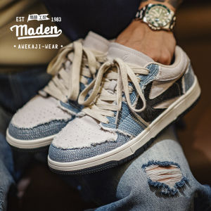 Maden Thương Hiệu Quần Áo Lao Giày trượt ván thường ngày thời trang Phong Cách Bé Trai Vải Denim Mũi Tên Giày 2023 Mùa Thu Mới Đa Năng cổ ngắn Denim giày nam