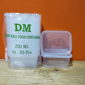 ( 2 PACK ) Thinwall Food Container Persegi 250ml isi 25set PER PACK