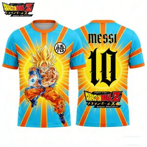 Bandai | Dragon Ball "kamikaze Jerseys Lionel Messi 10 Football Shirts Autumn Quick-drying Mens T-shirts Childrens Clothing T-shirts