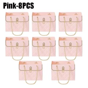 4-20PCS Small Flower Gift Tote Bag Delicate Paper Box with Metal Chain Handle for Bouquet Packaging Floral Presentations