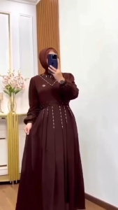 COD Laudiya Dress Ceruty Babydol Dress Brokat Wanita Terbaru Kekinian Gamis untuk Kondangan Viral