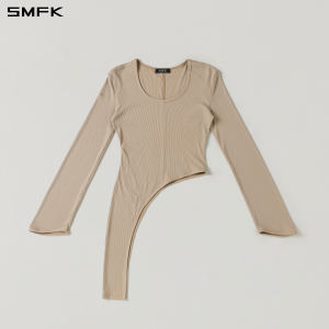 SMFK | Fitted Oblique Hem Collar Long Sleeve Top